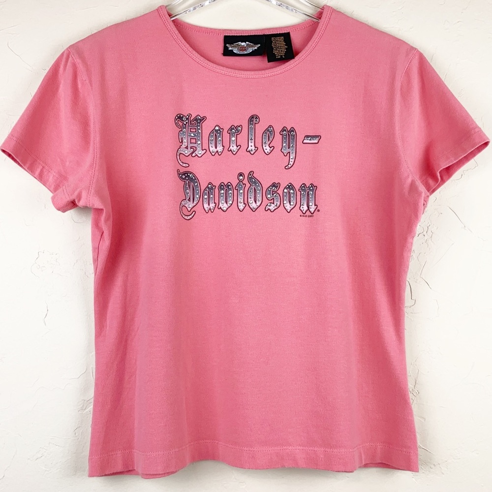 HARLEY-DAVIDSON SS Rhinestone Bling Graphic Tee L - Picture 1 of 5